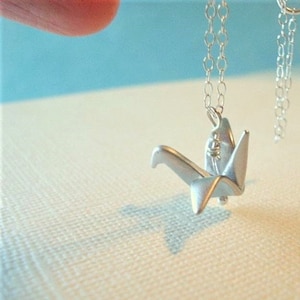 Origami Bird Necklace Bird Pendant Folded Paper Bird Origami Jewelry image 1