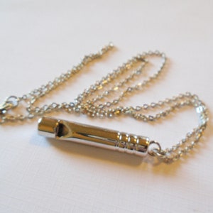 Antique Silver Whistle Necklace Real Working Whistle Pendant Whistle Jewelry image 10