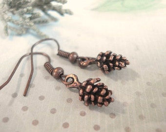Pinecone Earrings Brass Pinecone Earrings Conifer Earrings Tiny Pinecone Jewelry