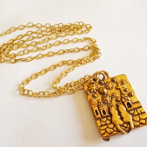 Gold Cat Necklace Friends Necklace Cat Charm Pendant Cat Jewelry Best Friends Jewelry