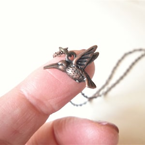 Tiny Hummingbird Necklace Copper Hummingbird Pendant Bird Watcher Gift Jewelry Minimalist Jewelry