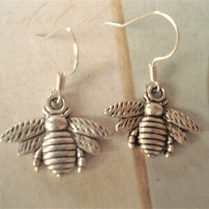 Bee Earrings Silver Bee Earrings Dangle Bee Earrings Bumble Bee Earrings Bee Jewelry