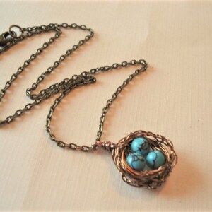 Bird Nest Necklace Turquoise Necklace Gift For Mom Nest Jewelry Mom Necklace Birdnest Jewelry image 4