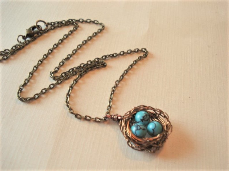 Bird Nest Necklace Turquoise Necklace Gift For Mom Nest Jewelry Mom Necklace Birdnest Jewelry image 4