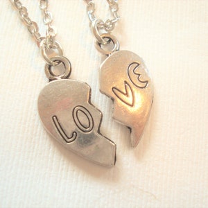Heart Love Necklace Set Couple Necklace Friendship Necklace Love Pendant Set of 2