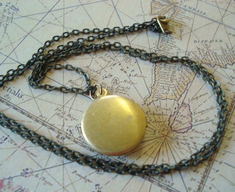 World Locket Necklace Vintage Locket Necklace Travel Locket Brass Globe Map Locket Earth Round Locket Globe Map Long Brass Chain Jewelry image 4