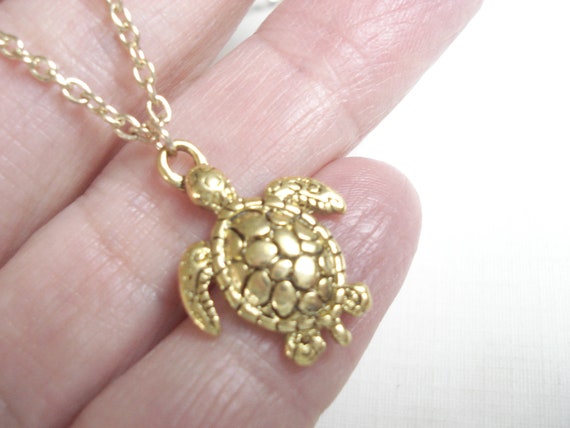 Turtle Locket Tortoise Necklace Brass Vintage Sea turtle Necklace Jewelry