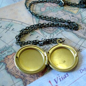 World Locket Necklace Vintage Locket Necklace Travel Locket Brass Globe Map Locket Earth Round Locket Globe Map Long Brass Chain Jewelry image 5
