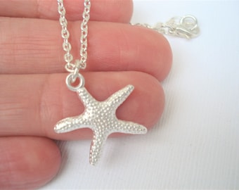 Starfish Necklace Silver Pendant Beach Jewelry Starfish Jewelry Bridesmaid Gift