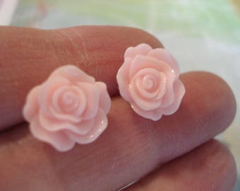 Pink Rose Stud Earrings Pink Rose Stud Earrings Rose Flower Earrings Bridesmaid Earrings