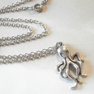 Octopus Necklace Silver Tentacle Beach Jewelry Ocean Pendant Squid Necklace Summer Jewelry