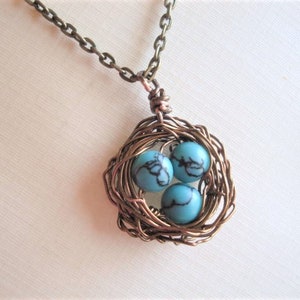 Bird Nest Necklace Turquoise Necklace Gift For Mom Nest Jewelry Mom Necklace Birdnest Jewelry image 5