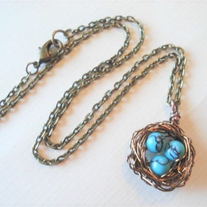 Bird Nest Necklace Turquoise Necklace Gift For Mom Nest Jewelry Mom Necklace Birdnest Jewelry image 3