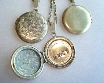Personalized Floral Brass Locket Necklace: Hand Stamped Jewelry