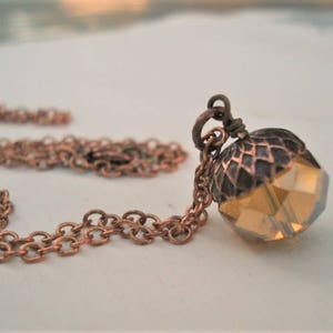 Glass Acorn Necklace Glass Copper Acorn Pendant Fall Acorn Jewelry Nature Lover Gift Gardner Gift