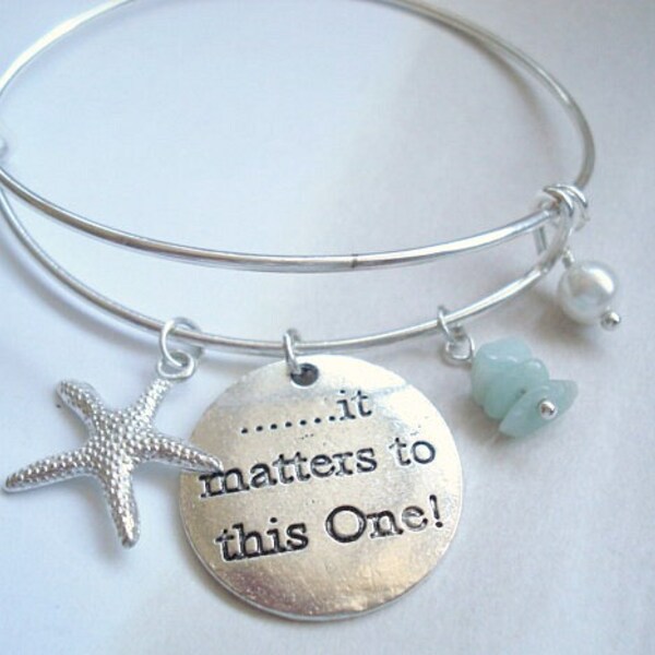 Starfish Bangle It Matters to This One Bangle Bracelet Starfish Story Beach Bangle Bracelet   Beach Jewelry Adjustable Bangle