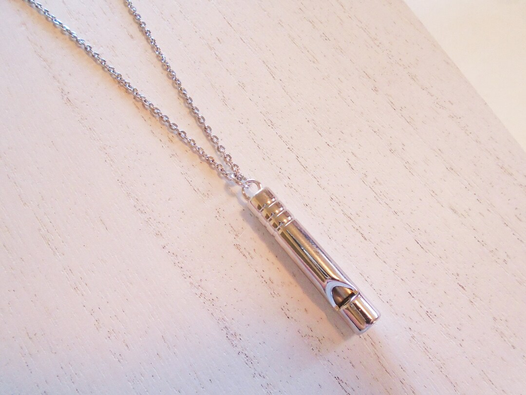 Antique Silver Whistle Necklace Working Pendant, 24