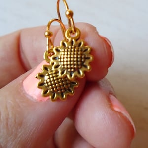 Sunflower Earrings Gold Sunflower Earrings Flower Jewelry Tiny Sunflower Earrings