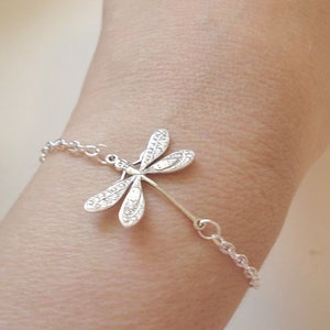 Silver Dragonfly Bracelet Dragonfly Chain Bracelet Dragonfly Jewelry Chain Bracelet