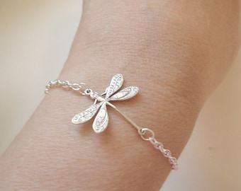 Silver Dragonfly Bracelet Dragonfly Chain Bracelet Dragonfly Jewelry Chain Bracelet