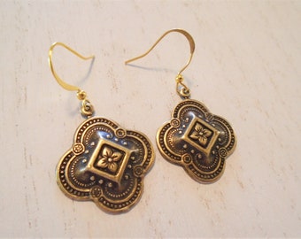 Celtic Earrings Gold Disc Earrings Moroccan Art Deco Earrings Modern Antique Gold Celtic Jewelry