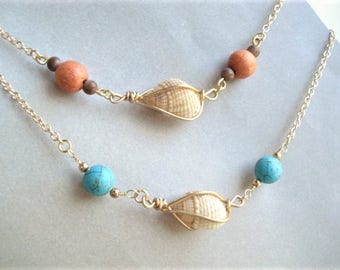 Shell Necklace Beach Choker Wire Wrapped Shell Necklace Seashell Summer Jewelry