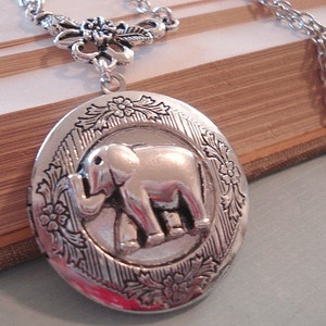 Elephant Locket Silver Elephant Locket Necklace Silver Elephant Locket Best Friends Necklace Elephant Jewelry