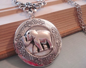 Elephant Locket Silver Elephant Locket Necklace Silver Elephant Locket Best Friends Necklace Elephant Jewelry