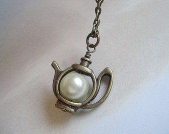 Teapot Necklace Whimsical Teapot Necklace Brass Tea Pot Pendant Teapot Jewelry