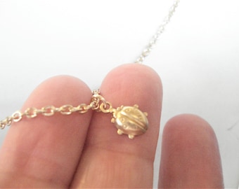 Ladybug Necklace Tiny Gold Pendant Ladybug Jewelry Gift for Her Layering Necklace