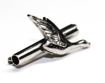 Hard to find duck lapel pin base, tussie mussie, brooch. hat pin, silver cone, 1 1/4" (33 mm) tall- free shipping