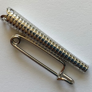 Lapel pin base, tussie mussie, brooch. boutonnière, hat pin, HARD TO FIND, ribbed silver cone- narrow 1 1/4" (33 mm) tall