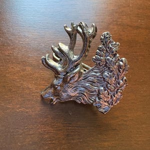 Silver Elk Head Lapel Pin Base, Tussie Mussie Brooch (25mm)
