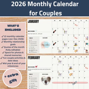 2026 Couples Planner | Monthly Relationship Goals, Activities (Digital Download)