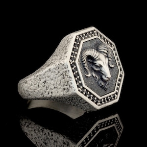 Unisex Aries Ring, Rams Head Ring, Handmade Ring, Gothic Jewelry, Animal Lovers, 925 Sterling Silver Ring