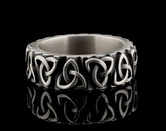 Textured Sterling Silver Men's Ring: Modern Geometric Wedding Band