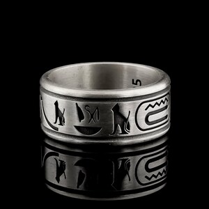 Sterling Silver Symbol Ring, Unique Engraved Band, Ancient Symbols  Numerals, Men&#39;s Statement Ring, Mysterious  Bold Jewelry Gift for Him