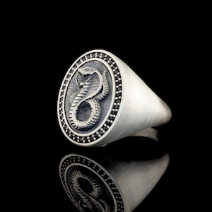 Sterling Silver Cobra Ring: Ouroboros Snake Jewelry, Mens Gift