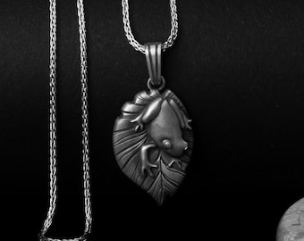 Sterling Silber Frosch Halskette: Blatt Anhänger, Natur inspirierte Tier Schmuck