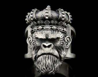 King Gorilla Ring: Djurring i 925 sterlingsilver
