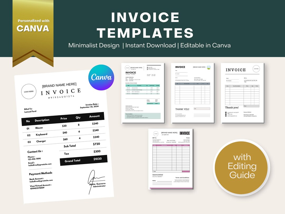 Invoice Template + Invoice Tracker (editable) for Small Business ...