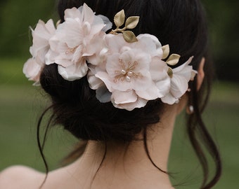 MONET | Floral bridal hair piece,  blush wedding headpiece