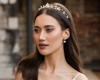 CHARLOTTE | Beaded bridal tiara, delicate wedding crown, vintage inspired bridal tiara