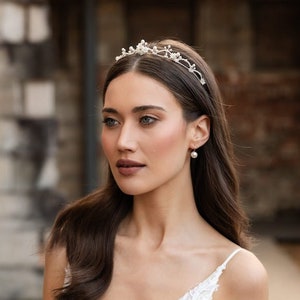 CHARLOTTE | pearl bridal tiara, crystal wedding tiara, Victorian style wedding headband for rustic vintage style wedding