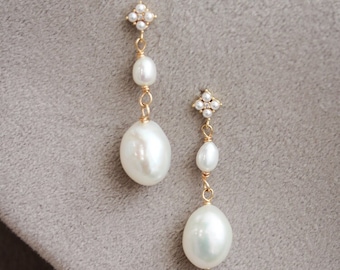 FARRAH | Pearl drop earrings, pearl bridal earrings, pearl wedding earrings