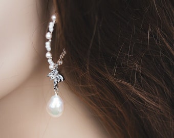 FREDERIC | Pearl dangle earrings, statement bridal earrings, pearl wedding earrings