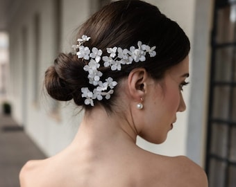 AVALON | Bridal hair pieces, floral bridal hair pins, wedding hair pieces, bridal headpiece, hydrangea hair pins