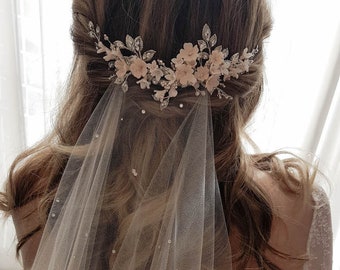 WISTERIA | Floral bridal hair piece, wedding headpiece, bridal crystal headpiece