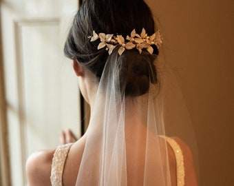 ELANA | Floral bridal headpiece, ivory wedding headpiece, bridal hair comb