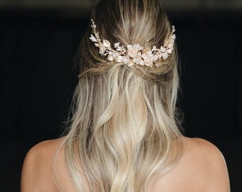 ROSALIE | Bridal headpiece, blush wedding headpiece, floral bridal hair comb